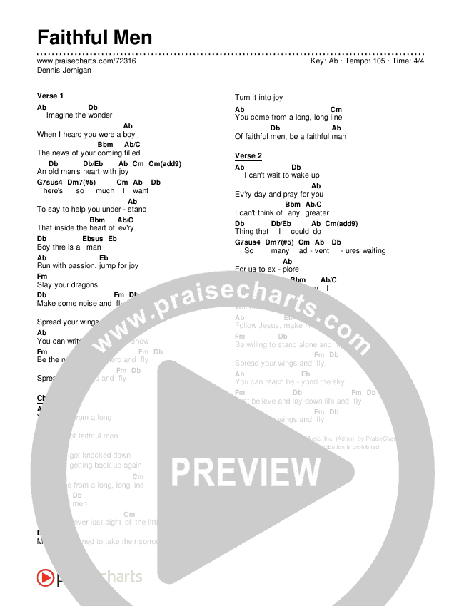 Faithful Men Chords & Lyrics (Dennis Jernigan)