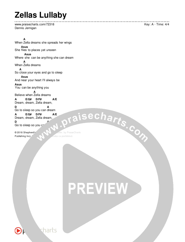 Zella's Lullaby Chords & Lyrics (Dennis Jernigan)