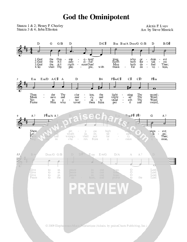 God The Omnipotent Lead Sheet (Stephen Merrick)