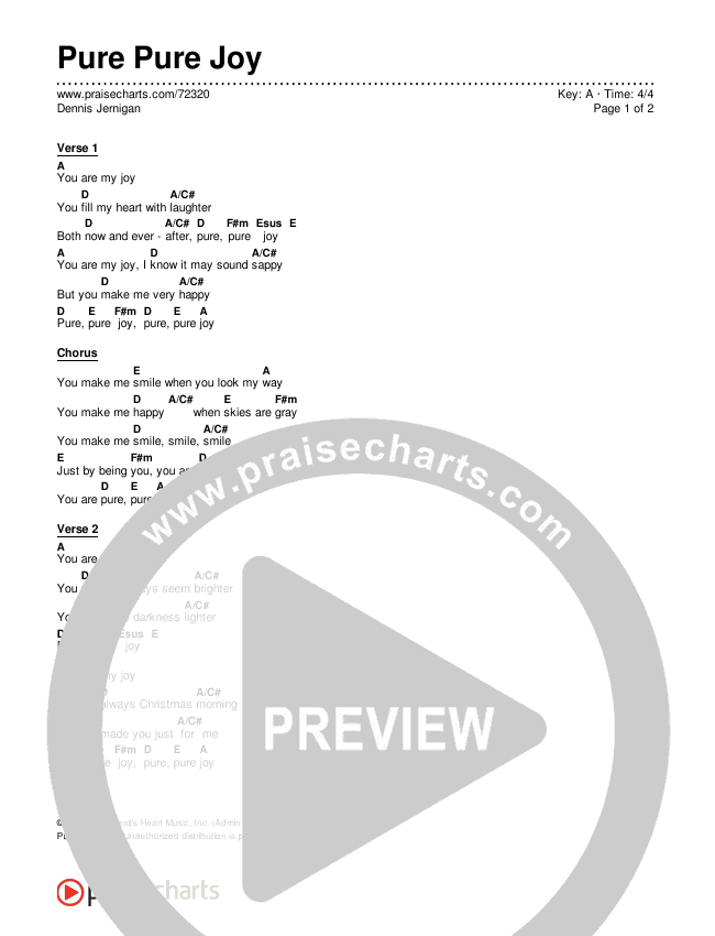 Pure Pure Joy Chords & Lyrics (Dennis Jernigan)