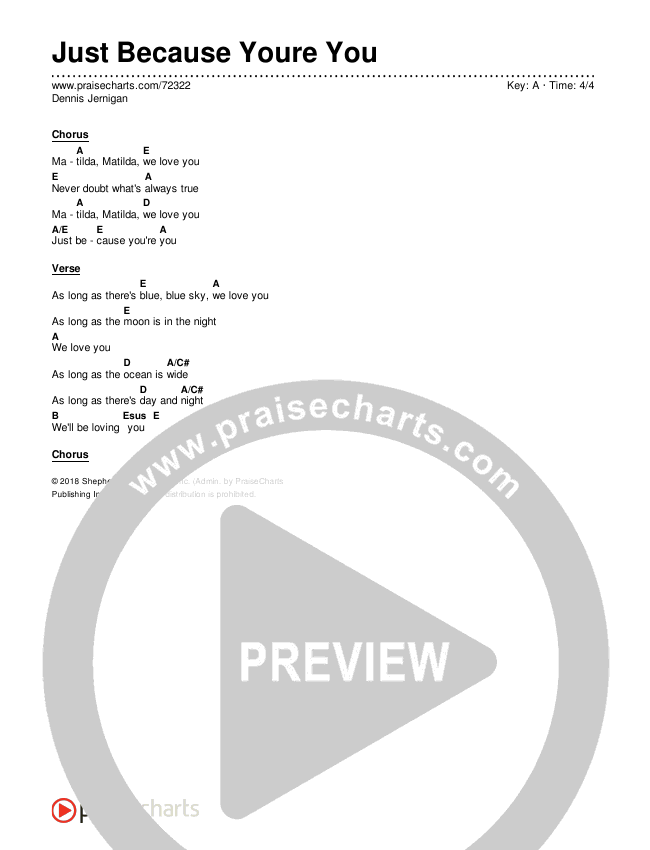 Just Because You're You Chords & Lyrics (Dennis Jernigan)