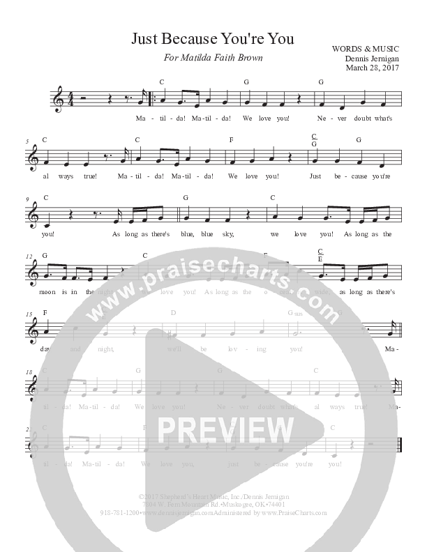 Just Because You're You Lead Sheet (Dennis Jernigan)