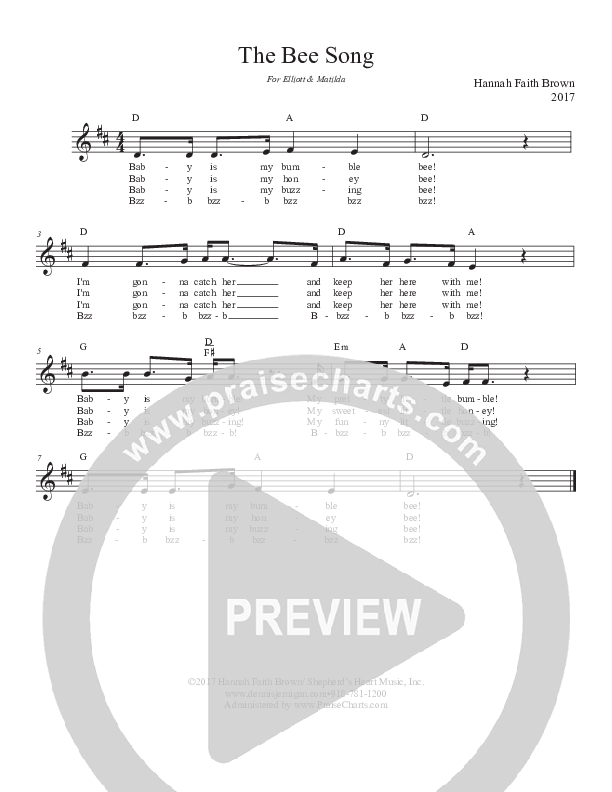 The Bee Song Lead Sheet (Dennis Jernigan)