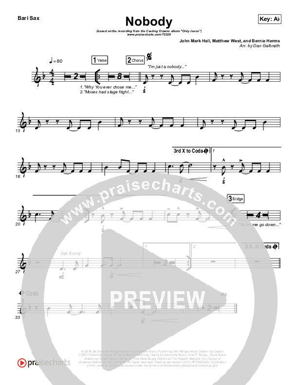 Nobody Bari Sax (Casting Crowns / Matthew West)