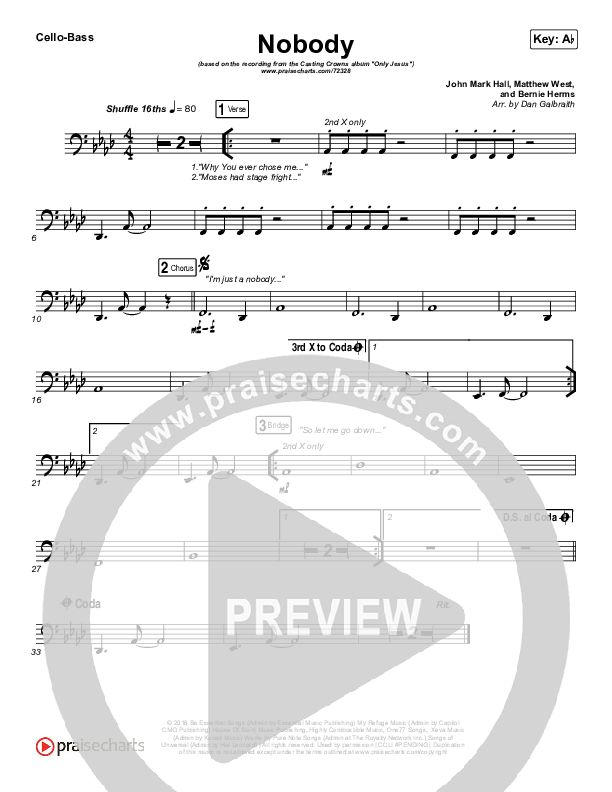 Nobody Cello/Bass (Casting Crowns / Matthew West)