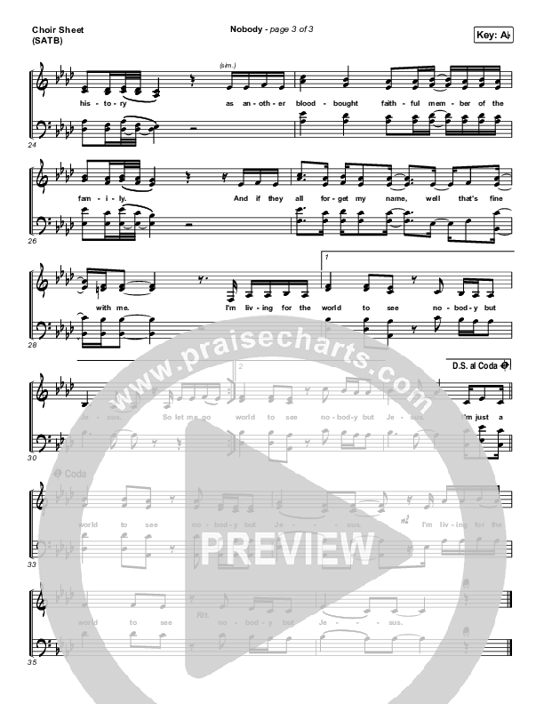 Nobody Choir Sheet (SATB) (Print Only) (Casting Crowns / Matthew West)