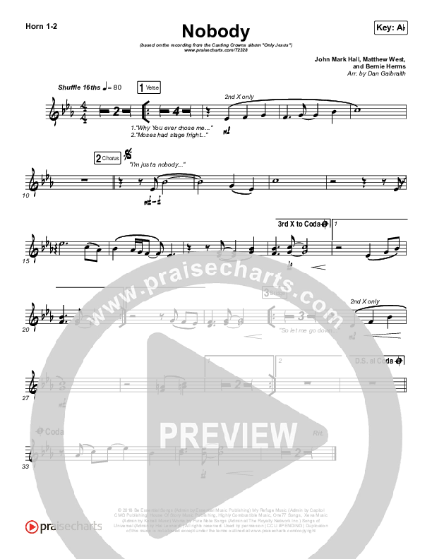 Nobody French Horn 1/2 (Casting Crowns / Matthew West)