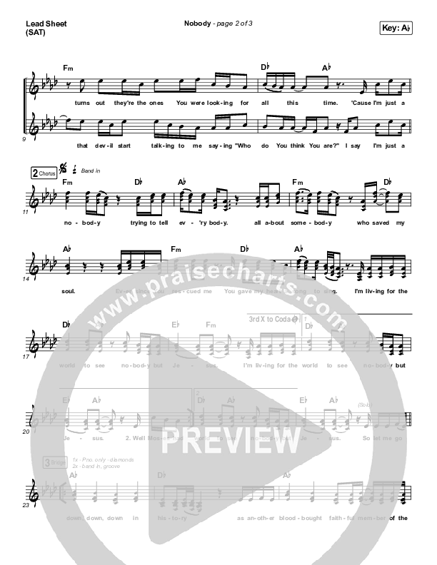 Nobody Lead Sheet (Print Only) (Casting Crowns / Matthew West)