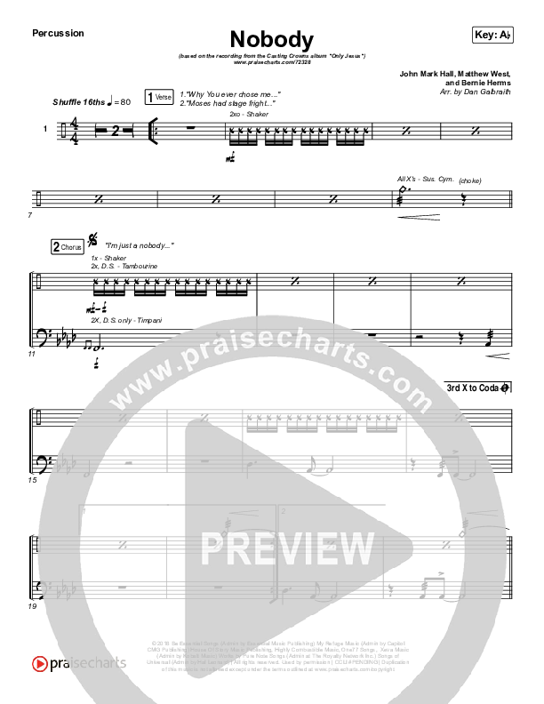 Nobody Percussion (Casting Crowns / Matthew West)