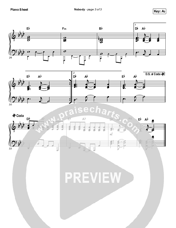 Nobody Piano Sheet (Print Only) (Casting Crowns / Matthew West)