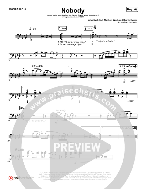 Nobody Trombone 1/2 (Casting Crowns / Matthew West)