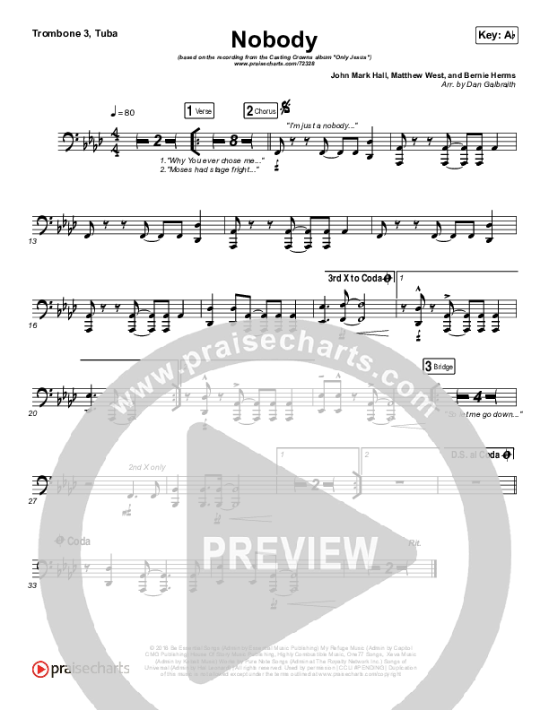 Nobody Trombone 3/Tuba (Casting Crowns / Matthew West)