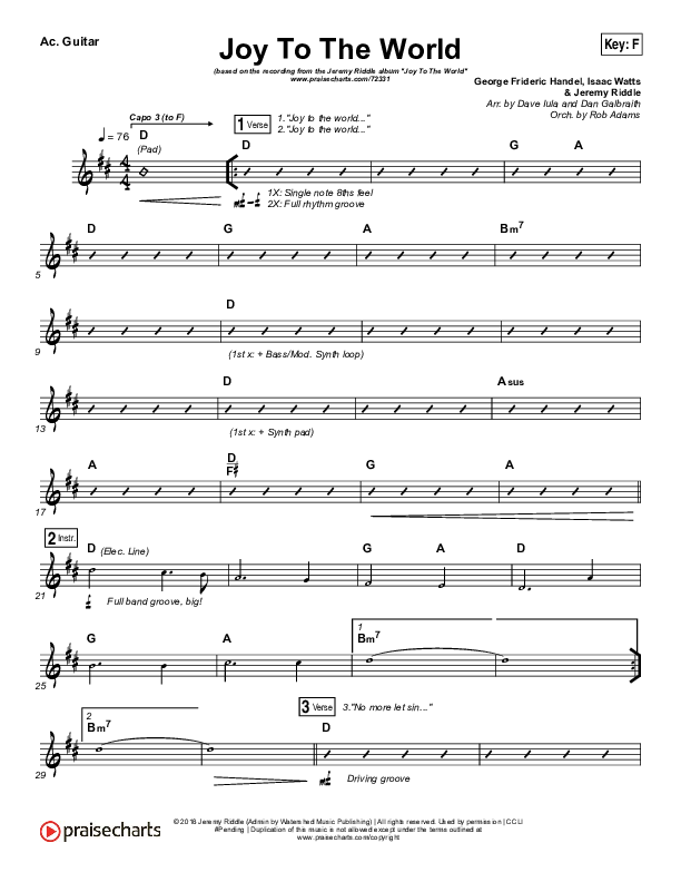 Joy To The World (Live) Acoustic Guitar (Jeremy Riddle)