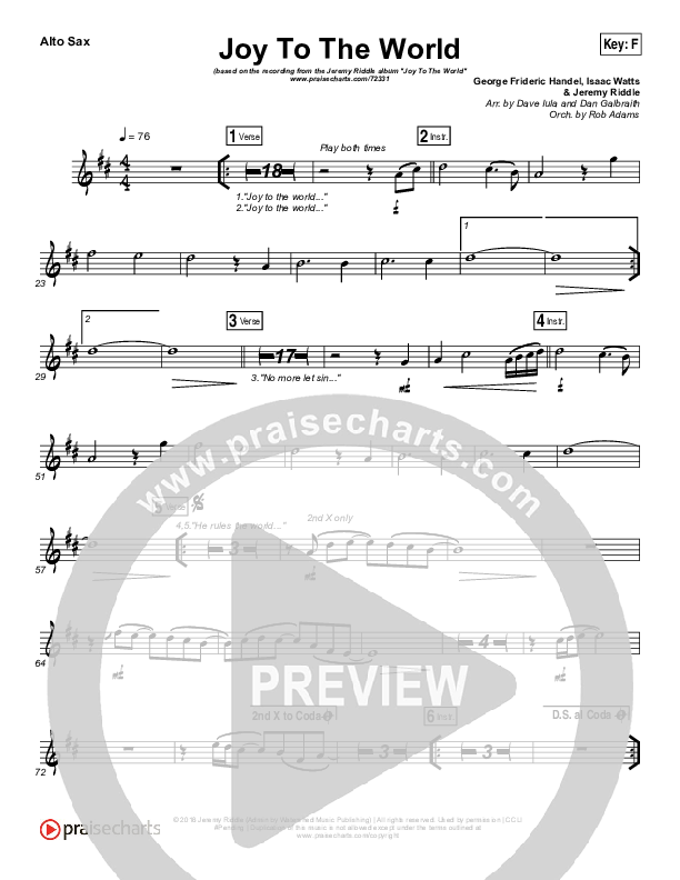 Joy To The World (Live) Alto Sax (Jeremy Riddle)