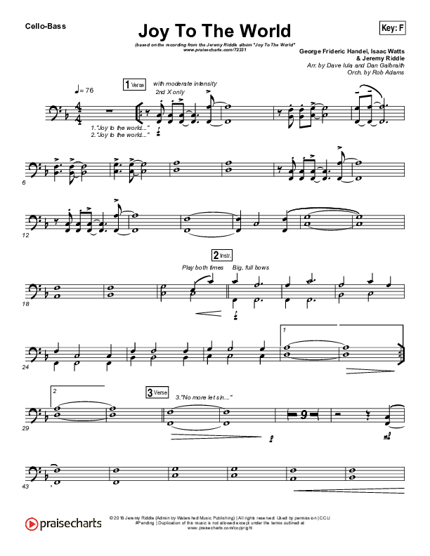 Joy To The World (Live) Cello/Bass (Jeremy Riddle)