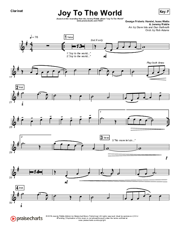 Joy To The World (Live) Clarinet (Jeremy Riddle)