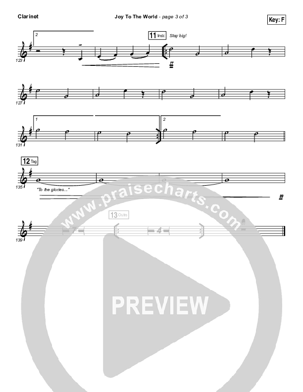 Joy To The World (Live) Clarinet (Jeremy Riddle)