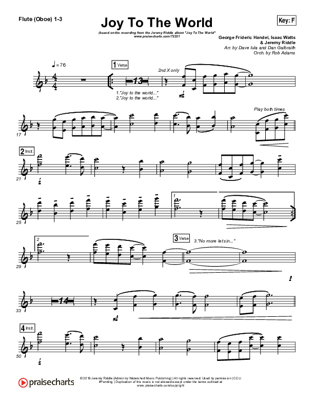 Joy To The World (Live) Flute/Oboe 1/2/3 (Jeremy Riddle)