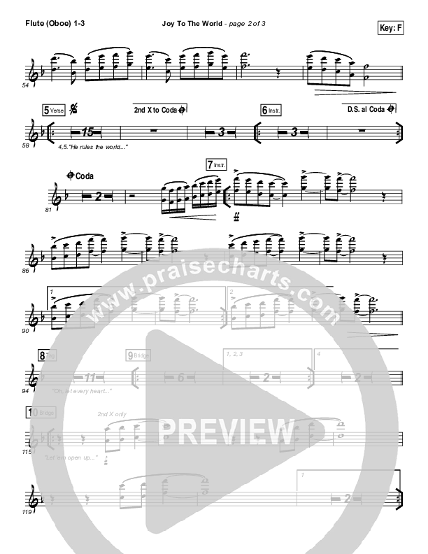 Joy To The World (Live) Flute/Oboe 1/2/3 (Jeremy Riddle)