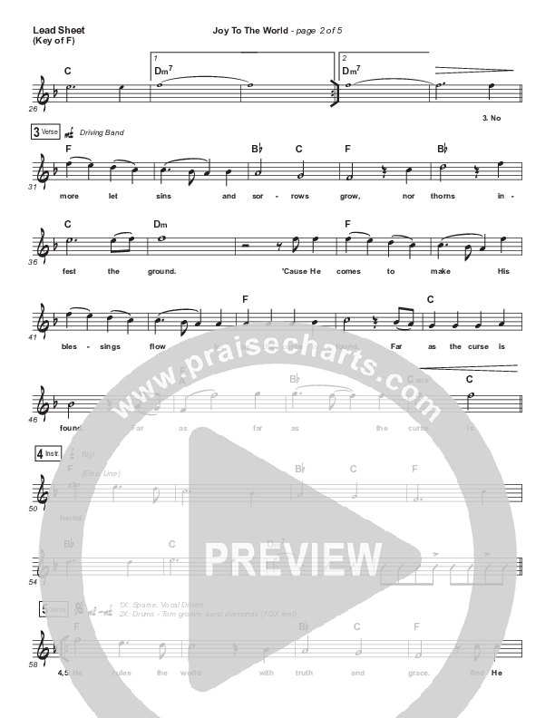 Joy To The World (Live) Lead Sheet (Melody) (Jeremy Riddle)