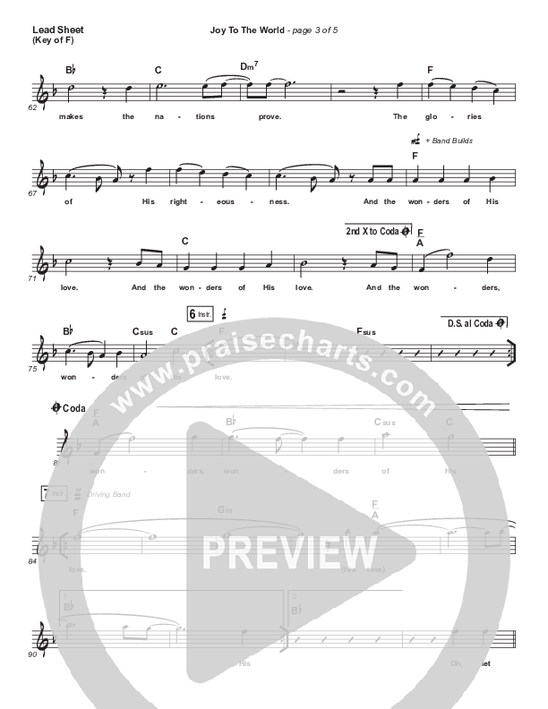 Joy To The World (Live) Lead Sheet (Melody) (Jeremy Riddle)