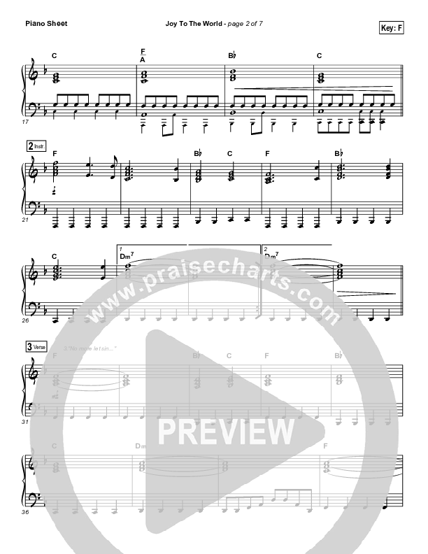 Joy To The World (Live) Piano Sheet (Jeremy Riddle)