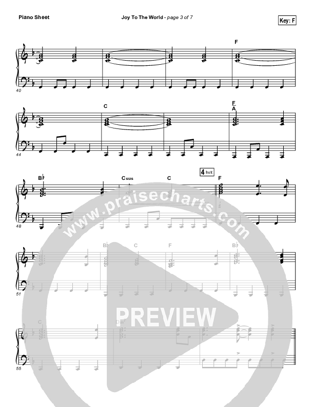 Joy To The World (Live) Piano Sheet (Jeremy Riddle)