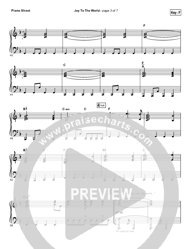 Joy To The World (Live) Piano Sheet (Jeremy Riddle)