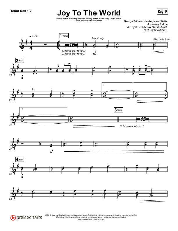 Joy To The World (Live) Tenor Sax 1/2 (Jeremy Riddle)