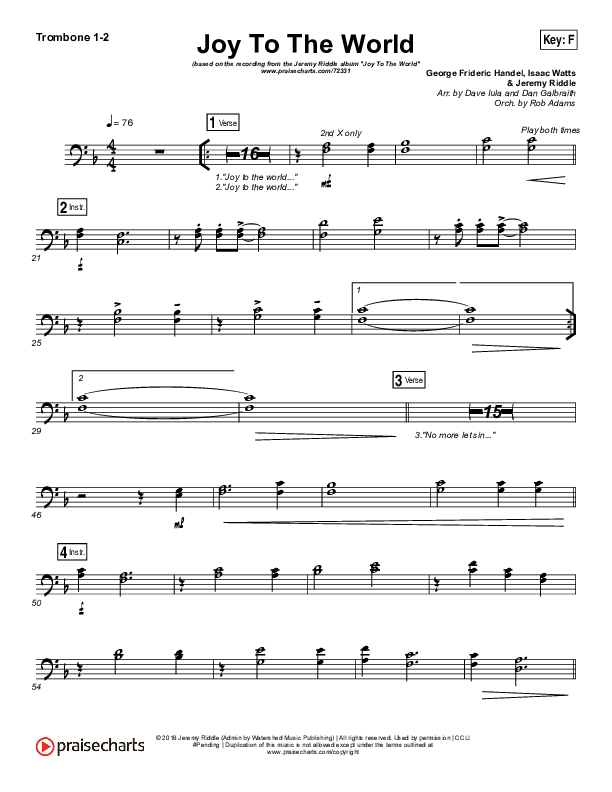 Joy To The World (Live) Trombone 1/2 (Jeremy Riddle)