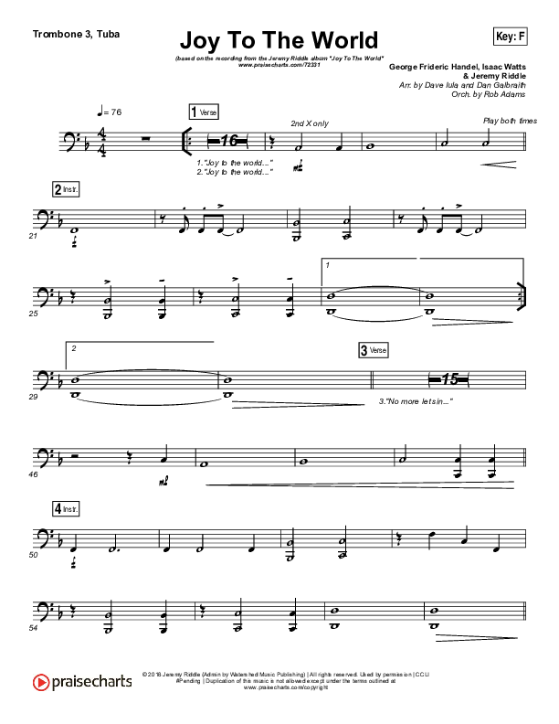 Joy To The World (Live) Trombone 3/Tuba (Jeremy Riddle)