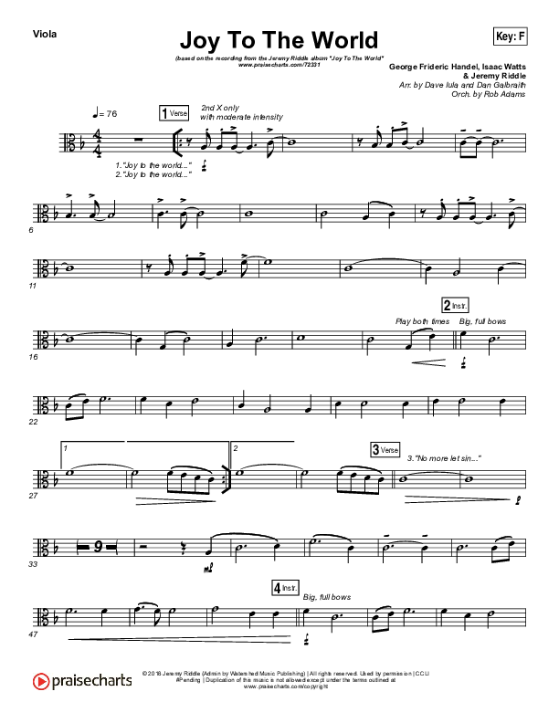 Joy To The World (Live) Viola (Jeremy Riddle)