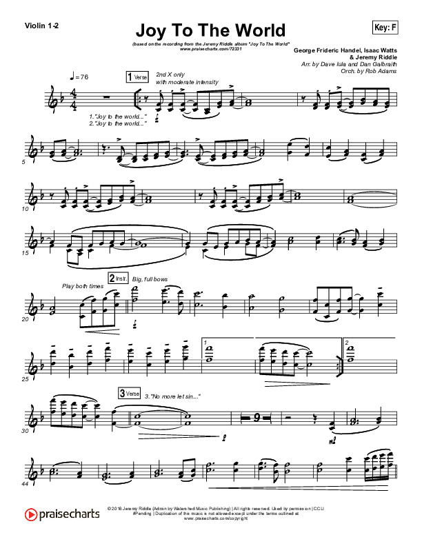 Joy To The World (Live) Violin 1/2 (Jeremy Riddle)