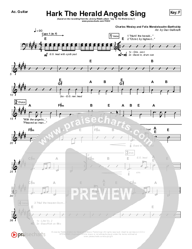 Hark The Herald Angels Sing (Live) Rhythm Chart (Jeremy Riddle)