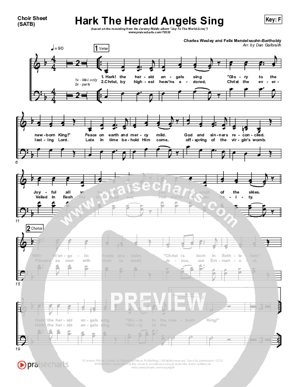 Hark The Herald Angels Sing (Live) Choir Sheet (SATB) (Jeremy Riddle)