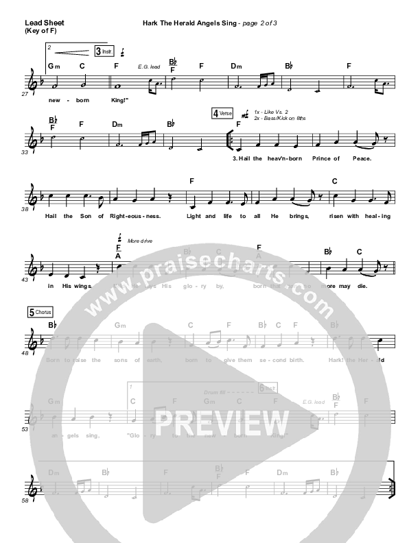 Hark The Herald Angels Sing (Live) Lead Sheet (Melody) (Jeremy Riddle)