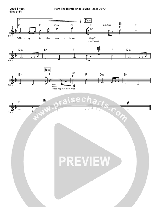 Hark The Herald Angels Sing (Live) Lead Sheet (Melody) (Jeremy Riddle)