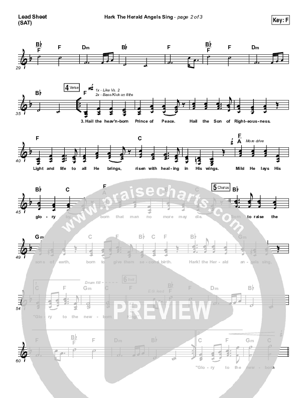 Hark The Herald Angels Sing (Live) Lead Sheet (SAT) (Jeremy Riddle)