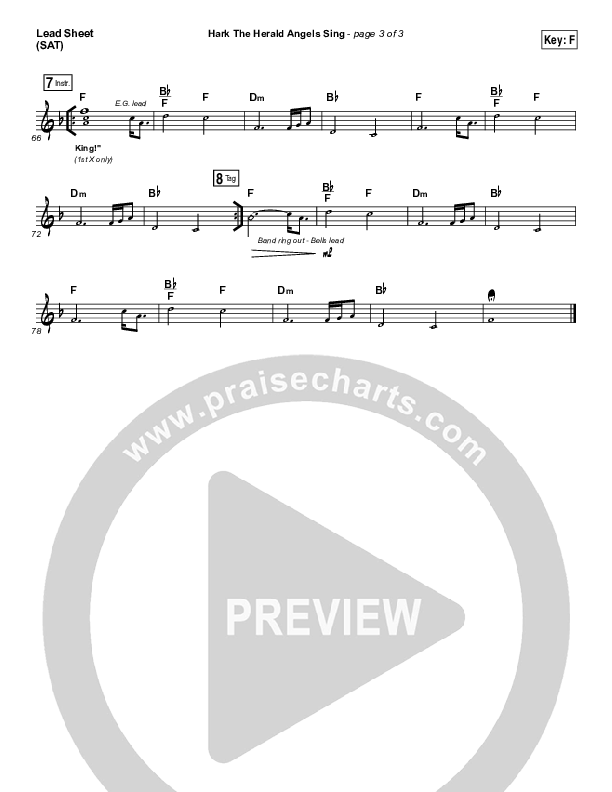 Hark The Herald Angels Sing (Live) Lead Sheet (SAT) (Jeremy Riddle)