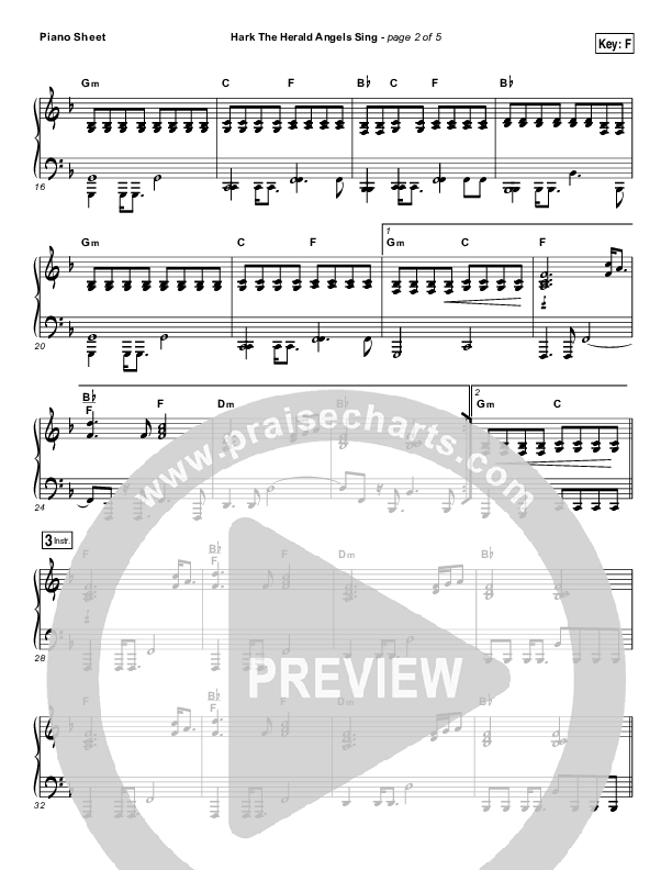 Hark The Herald Angels Sing (Live) Piano Sheet (Jeremy Riddle)