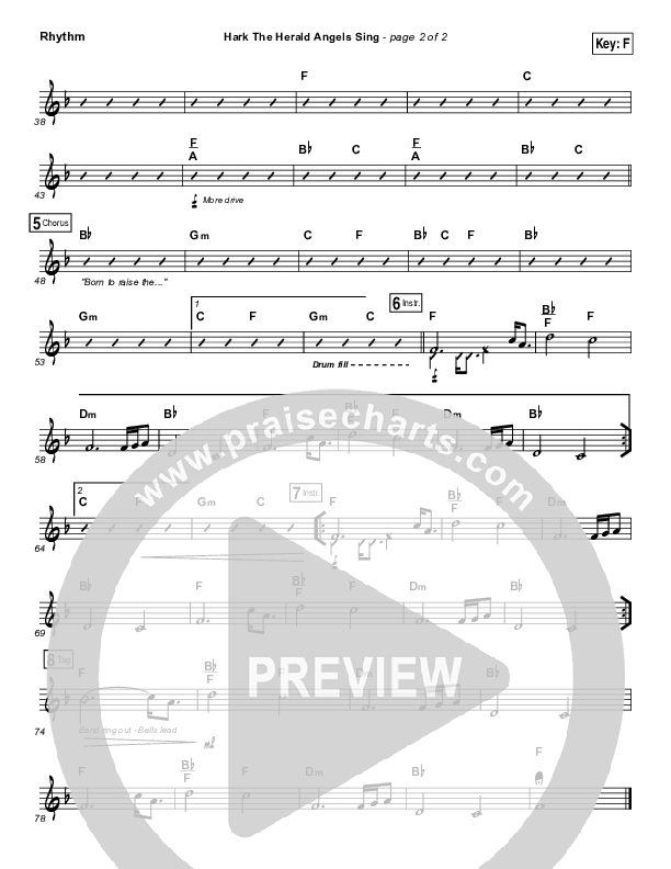 Hark The Herald Angels Sing (Live) Rhythm Chart (Jeremy Riddle)