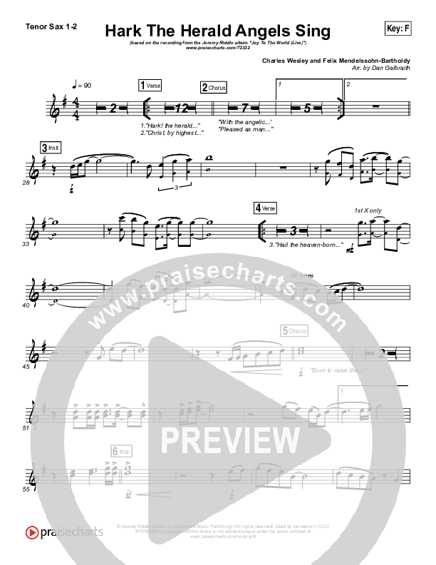 Hark The Herald Angels Sing (Live) Tenor Sax 1/2 (Jeremy Riddle)