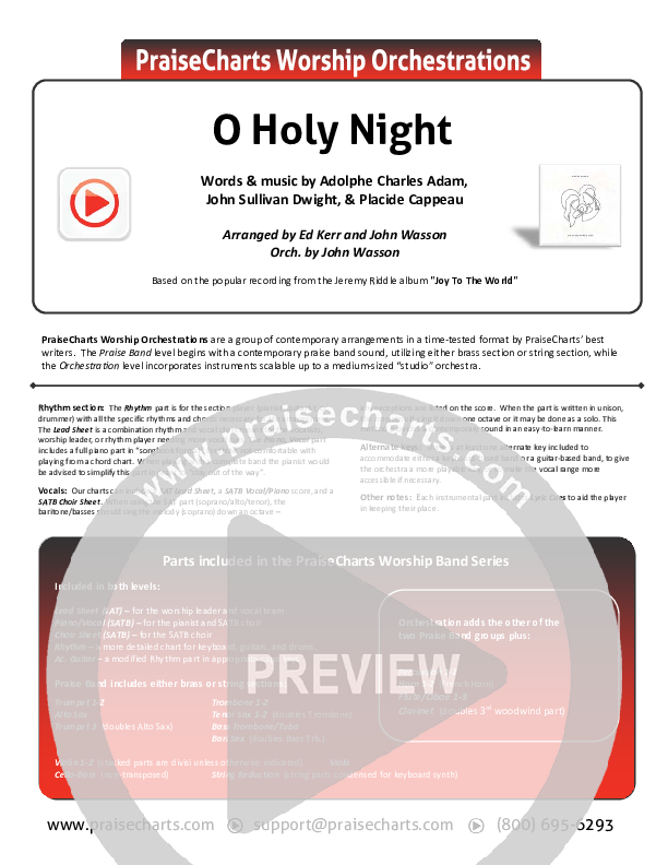 O Holy Night (Live) Cover Sheet (Jeremy Riddle)