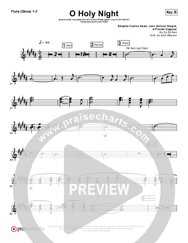 O Holy Night (Live) Flute/Oboe 1/2/3 (Jeremy Riddle)