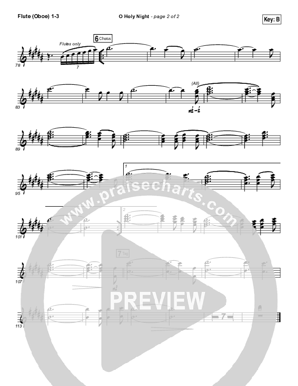 O Holy Night (Live) Flute/Oboe 1/2/3 (Jeremy Riddle)