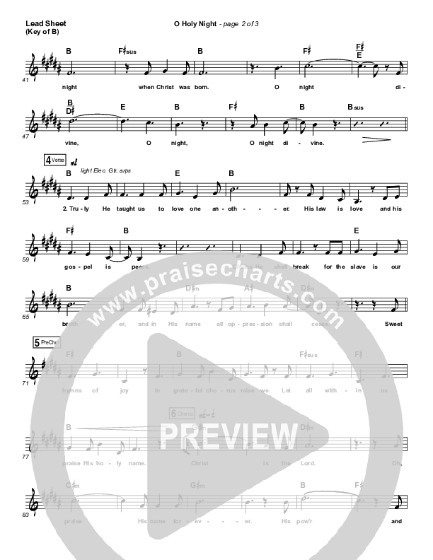 O Holy Night (Live) Lead Sheet (Melody) (Jeremy Riddle)