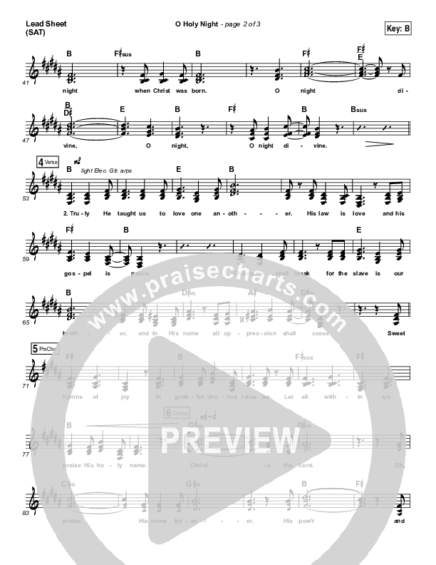 O Holy Night (Live) Lead Sheet (SAT) (Jeremy Riddle)
