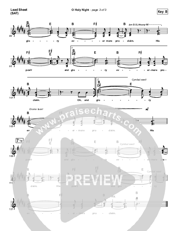 O Holy Night (Live) Lead Sheet (SAT) (Jeremy Riddle)