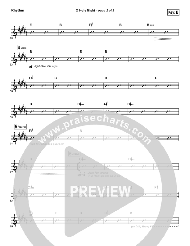 O Holy Night (Live) Rhythm Chart (Jeremy Riddle)