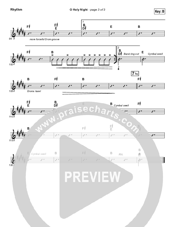 O Holy Night (Live) Rhythm Chart (Jeremy Riddle)